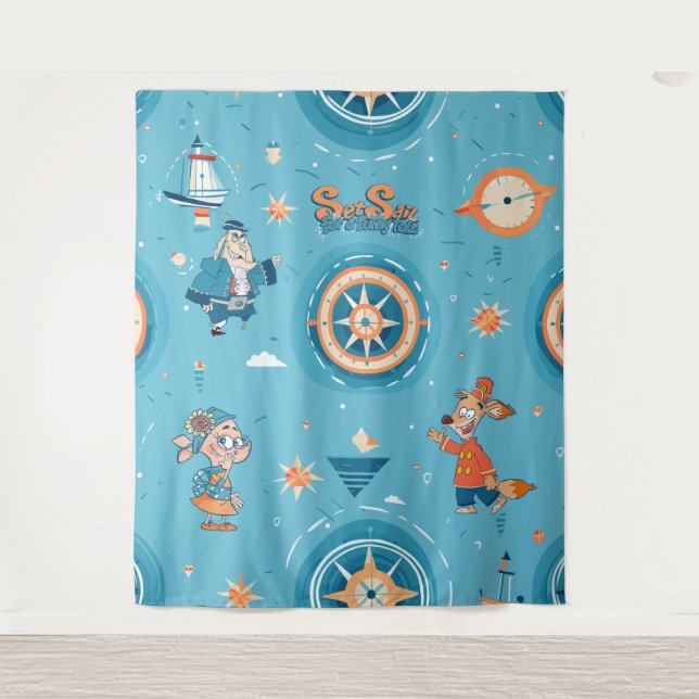 Set Sail for a Funny Tale wrap Tapestry (Front)
