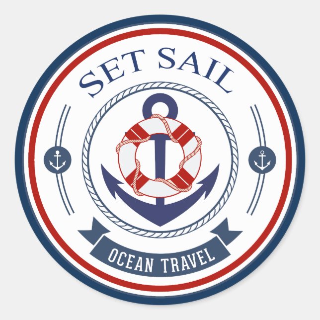 Set Sail Ocean Travel Nautical Classic Round Sticker (Front)