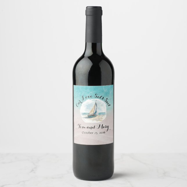 Set Sail Sticker for Wine Bottle  (Front)