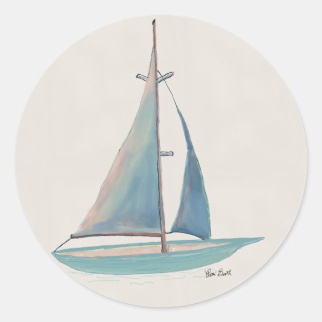 Set Sail to New Horizons Classic Round Sticker (Front)