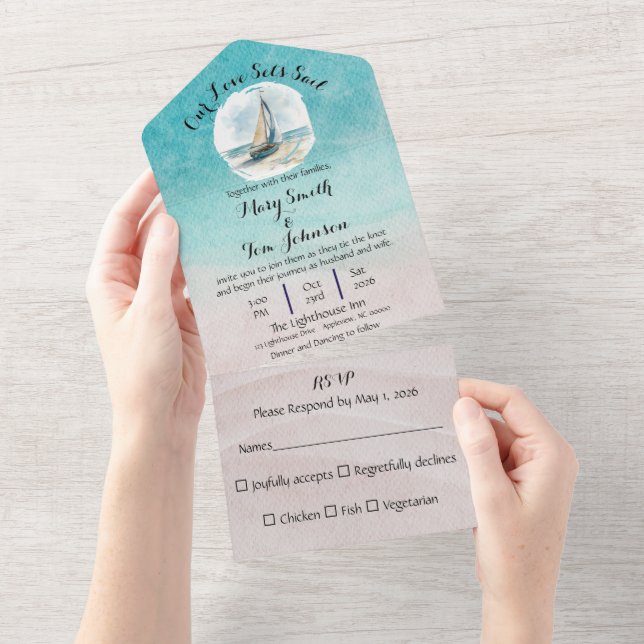Set Sail Wedding Invitation  (Tearaway)