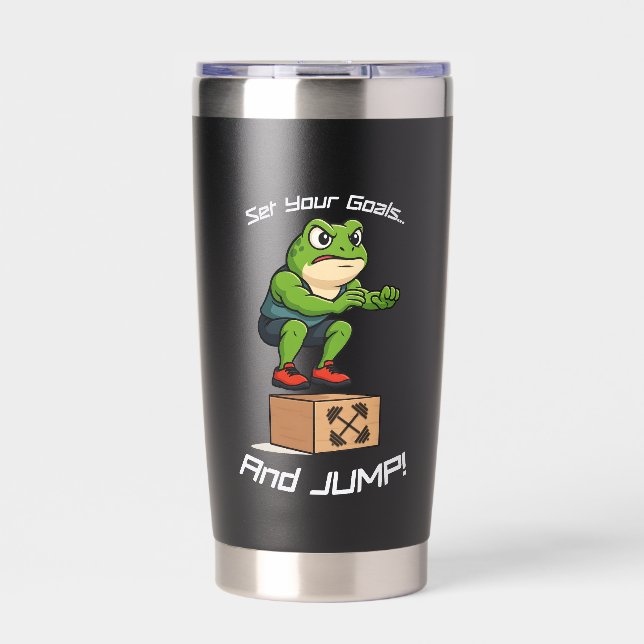 Set Your Goals And Jump - Male Frog Box Jump Insulated Tumbler (Front)