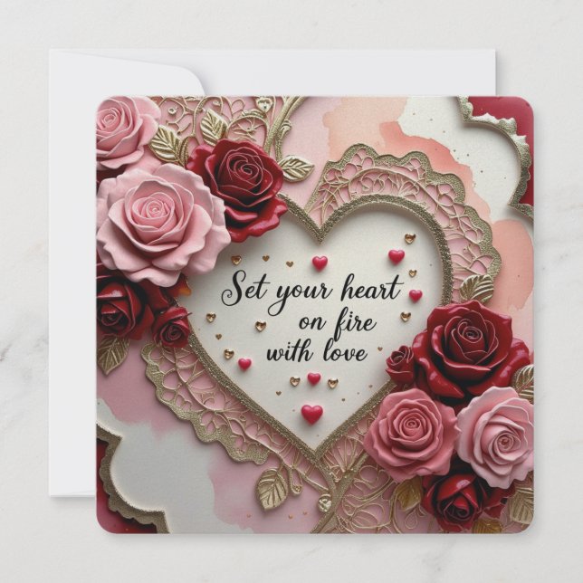 Set your heart on fire with love valentine cards (Front)