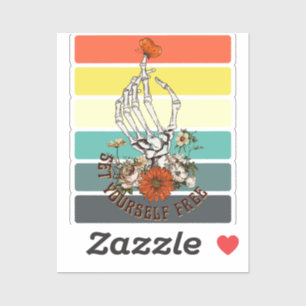 Set Yourself Free - Skeleton Flowers Butterfly