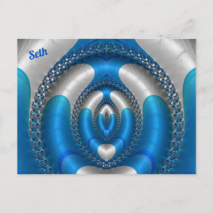SETH Bright!~ Blue White 3D Fractal Design ~ Postcard