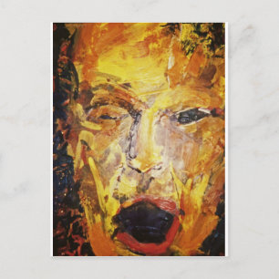 Seth, man's face, original acrylic painting postcard