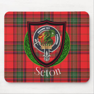 Seton Scottish Clan Tartan and Crest Mouse Pad
