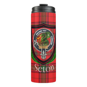 Seton Scottish Clan Tartan & Crest Thermal Tumbler