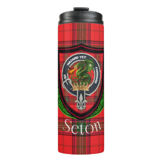 Seton Scottish Clan Tartan & Crest Thermal Tumbler