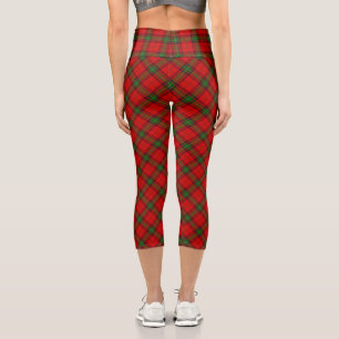 Seton tartan red green plaid capri leggings