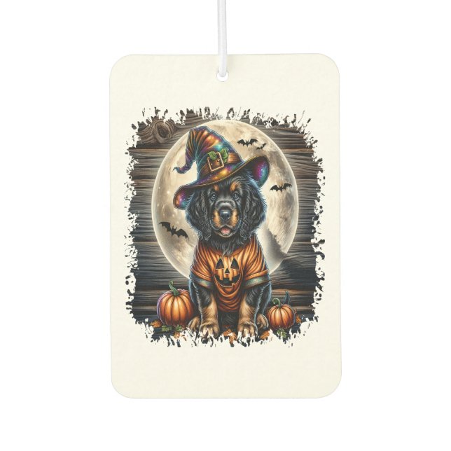 Setter Dog Halloween Square Car Air Freshener (Front)