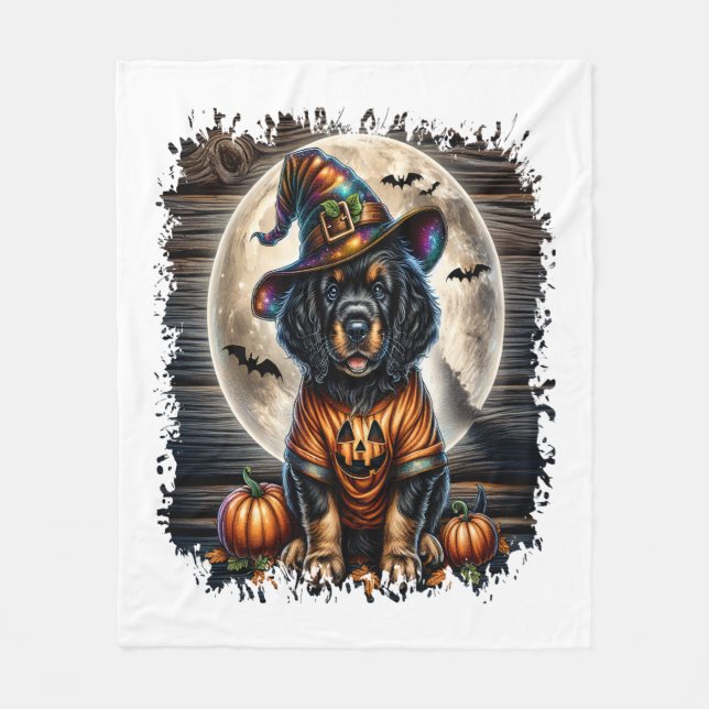 Setter Dog Halloween Square Fleece Blanket (Front)
