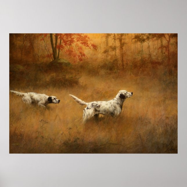 Setters in a Field by Percival Leonard Rosseau Poster (Front)