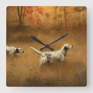 Setters in a Field by Percival Leonard Rosseau Square Wall Clock