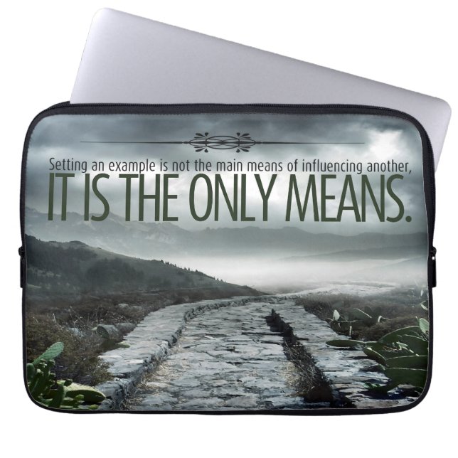 "Setting an example" Inspirational Quote Laptop Sleeve (Front)
