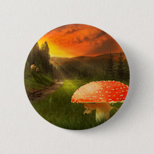 Setting Autumn Sun. 6 Cm Round Badge