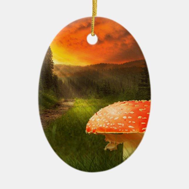 Setting Autumn Sun. Ceramic Tree Decoration (Front)