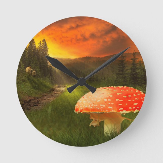 Setting Autumn Sun. Round Clock (Front)