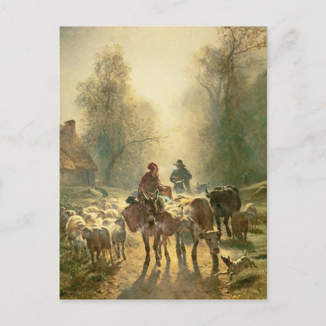 Setting off For Market Postcard (Front)