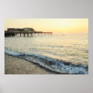 Setting Sun Aberystwyth Canvas Poster