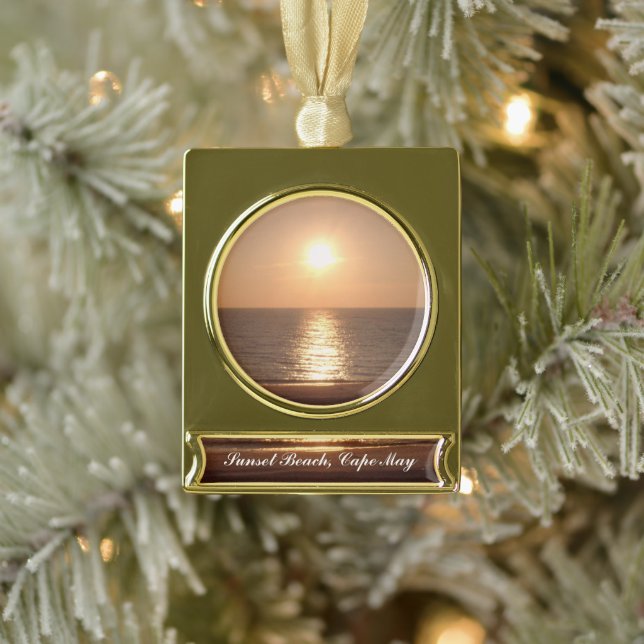 Setting Sun Gold Plated Banner Ornament (Tree)