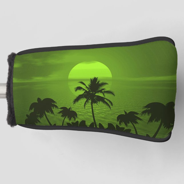 Setting Sun Green Tropics Palm Beach Golf Head Cover (Front)