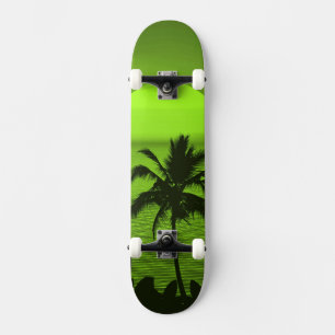 Setting Sun Green Tropics Palm Beach Skateboard