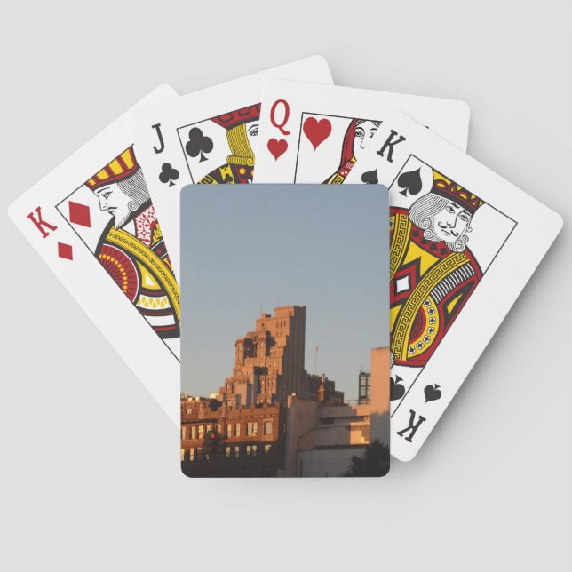 Setting sun illuminates old NYC Playing Cards (Back)