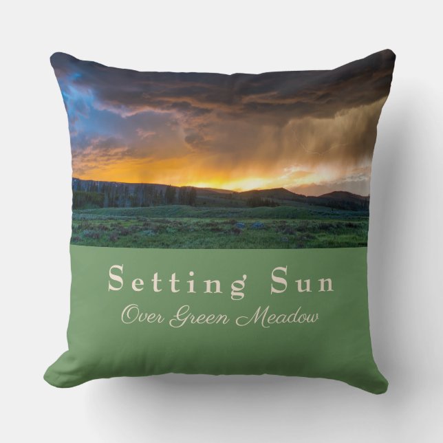 Setting Sun over Green Meadow Cushion (Front)