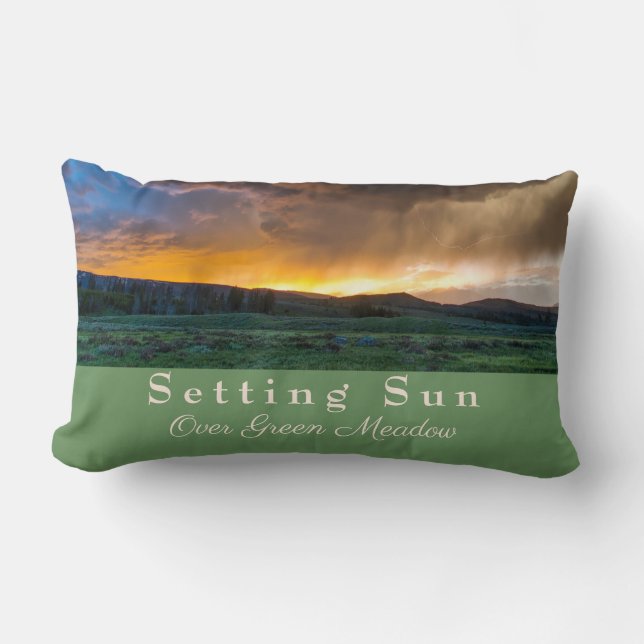 Setting Sun over Green Meadow  Lumbar Cushion (Front)