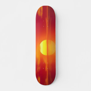 Setting Sun over Orange Sea Calm Ocean Skateboard