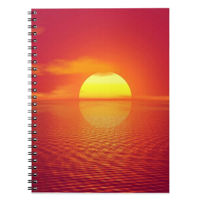 Setting Sun over Orange Sea Calm Ocean Sunset  Sca Notebook (Front)