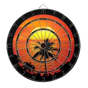 Setting Sun Red Tropics Beach Regulation Dartboard