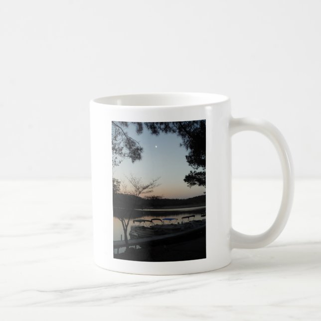 Setting Sun, Rising Moon  over  Lake Arrowhead Coffee Mug (Right)