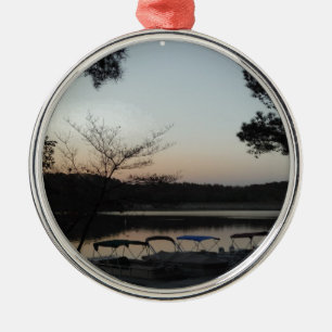 Setting Sun, Rising Moon over Lake Arrowhead Metal Ornament