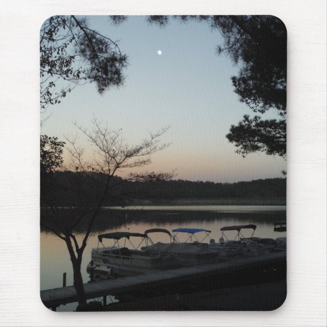 Setting Sun, Rising Moon  over  Lake Arrowhead Mouse Pad (Front)