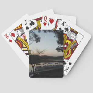 Setting Sun, Rising Moon  over  Lake Arrowhead Playing Cards