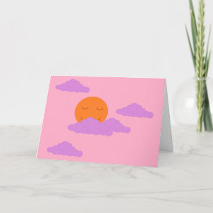 Setting Sun with Clouds: Carnation Pink Blank Card