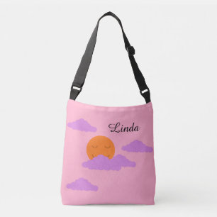 Setting Sun with Clouds: Carnation Pink Crossbody Bag