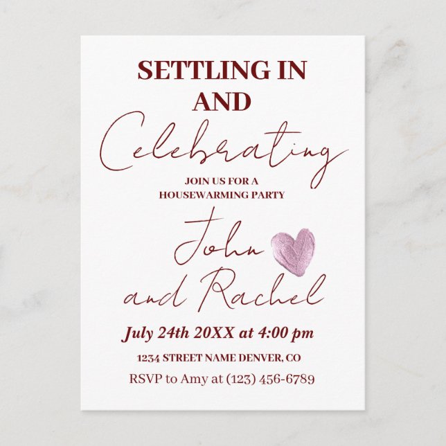 Settling In and Celebrating Housewarming Party  Postcard (Front)