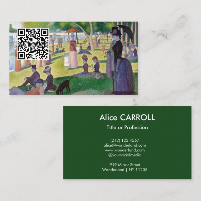 Seurat - A Sunday on La Grande Jatte - QR Code Business Card (Front/Back)