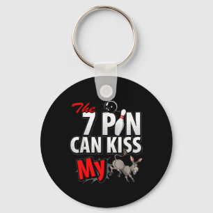 Seven 7 Pin Can Kiss My Funny 10 Pin Bowling Men's Key Ring