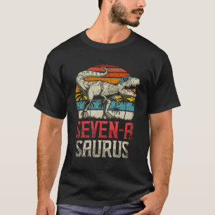 Seven A Saurus 7Th Dinosaur T Rex 7 Dino T-Shirt