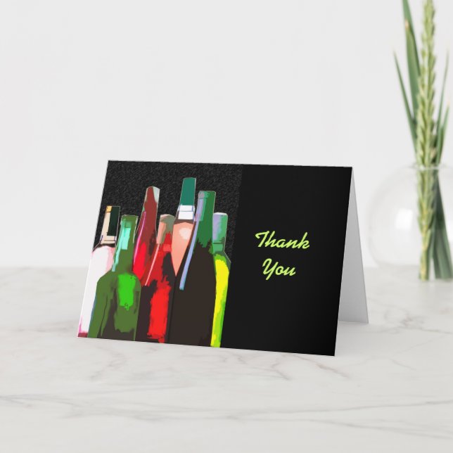 Seven Bottles of Wine on the Wall Thanks Thank You Card (Front)