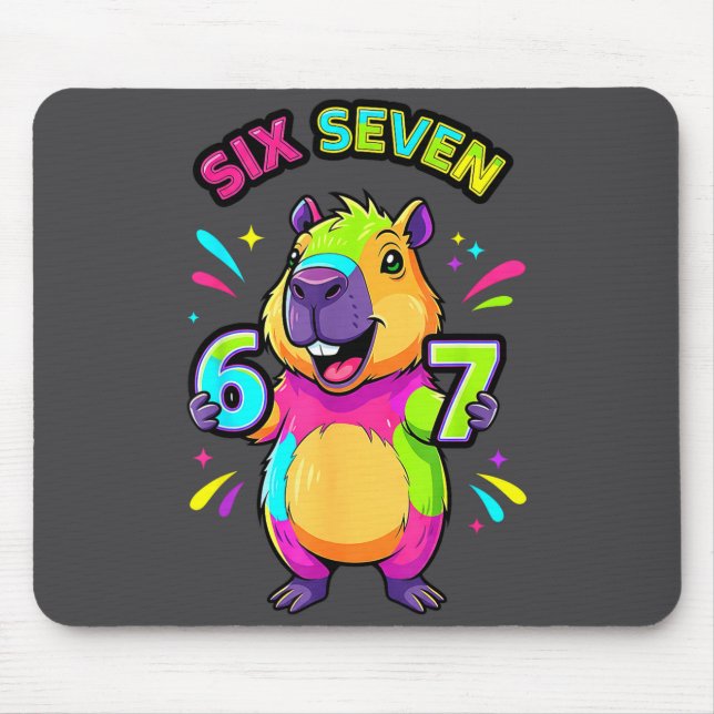 Seven Capybara Cartoon 67 Six Tee Mouse Pad (Front)