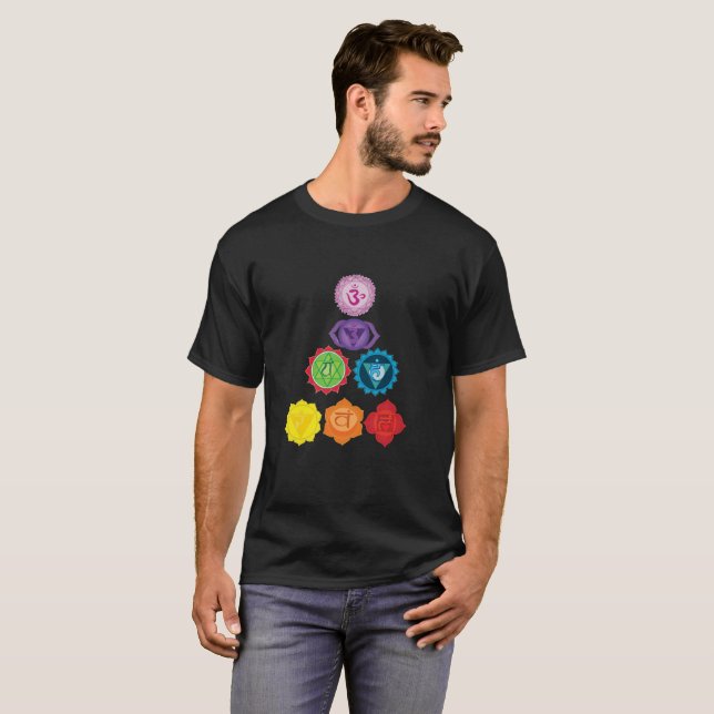Seven Chakra Basic Dark T-Shirt, Yoga Healers T-Shirt (Front Full)