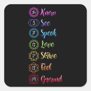 Seven Chakra Om Yoga Square Sticker