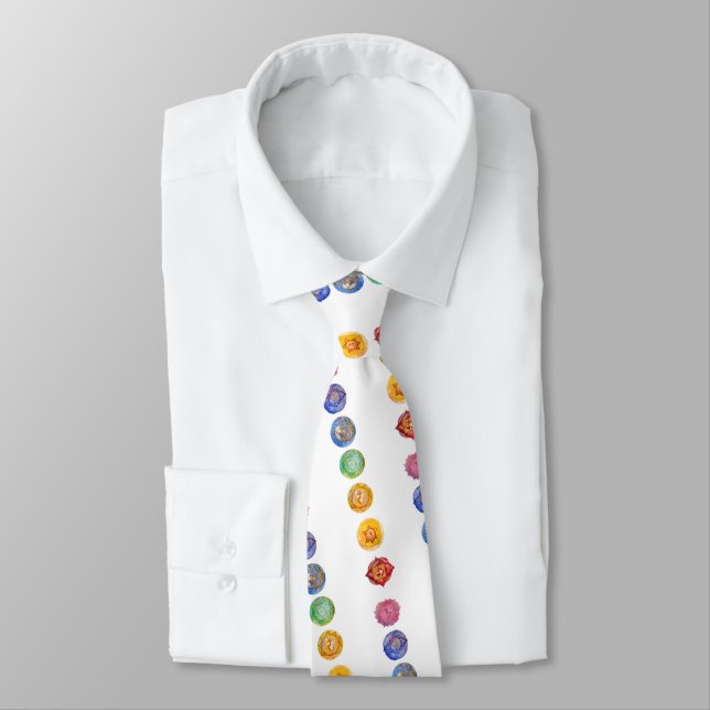 Seven chakras watercolor art tie (Tied)