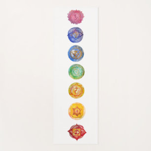 Seven chakras watercolor art yoga mat