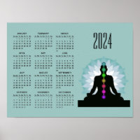 Seven Chakras Yoga Design 2024 Calendar Poster